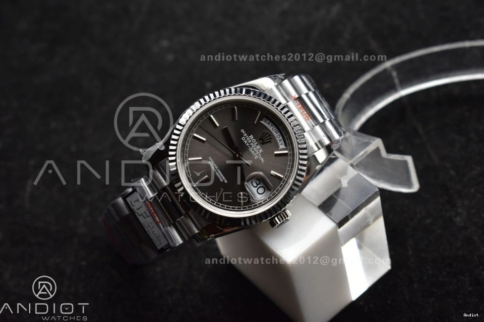 904L Grey (Gain vr3255 DayDate on Bracelet V5 Best Weight) Dial SS 36 Edition QF President Steel 0417